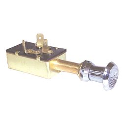 Picture of Sierra MP39590  On/Off/On SPDT 4 Blade Terminal Heavy Duty Push Pull Switch | Chrome & Plastic Knob