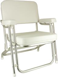 Picture of Springfield Marine 1080021-SS Folding Deck Chair White with Stainless Steel Frame