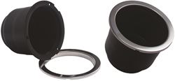 Picture of T-H Marine LCH-1SR-DP Black Molded Cup Holder with Stainless Steel Rim