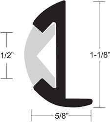 Picture of Taco Metals A11-0347BLY12D Aluminum Rub Rail 1-1/8" x 12' Black Anodized