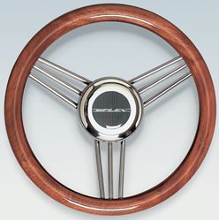 Picture of Uflex V26 Mahogany Steering Wheel with Stainless Steel Spokes