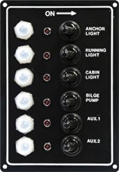 Picture of SeaSense 50031286 6 Gang LED Toggle Switch Panel 12V 40 Amp