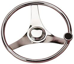 Picture of Sea-Dog Line 230323 3-Spoke Stainless Steel Steering Wheel with Knob 13-1/2"