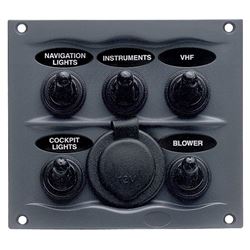 Picture of BEP Marine 900-5WPS 5-Switch Waterproof Panel with 12V Power Socket