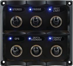 Picture of Sea-Dog Line 424636-1 Water Resistant 6-Gang Toggle Switch Panel with LED Indicators