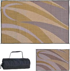 Picture of Ming's Mark GB7-BRN/GOLD 8x16 Reversible Patio Mat Brown/Gold Graphic