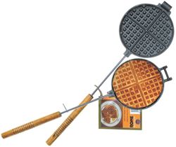 Picture of Rome Ind 1028 Chuckwagon Cast Iron Waffle Iron with Long Wood Handles