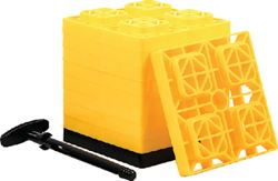 Picture of Camco 44512 FasTen RV Leveling Blocks with T-Handle 10 Pack Yellow