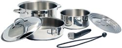 Picture of Camco 43920 7-Piece Nesting Stainless Steel Cookware Set with Removable Handle