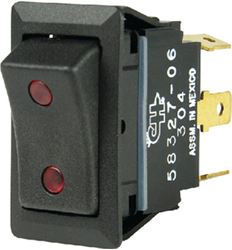 Picture of BEP Marine 1001715 BEP 1001715 Rocker Switch, On-Off-On, SPDT, 1/4" Blade Terminals, Illuminated Red (2 positions)