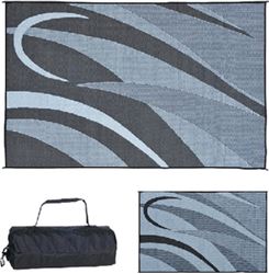 Picture of Ming's Mark GC1-BLK/SLVR 8x20 Reversible Patio Mat Black Silver Graphic