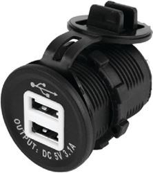 Picture of Sea-Dog Line 4265151 Dual USB Power Socket 12V-24V Input Round Mount