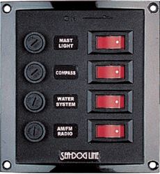 Picture of Sea-Dog Line 4240101 Sea-Dog 4240101 4-Gang Vertical Rocker Switch Fuse Panel