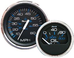 Picture of Faria Instruments F33751 Faria F33751 Chesapeake Black Stainless Steel Multifunction Gauge: Fuel Level, Oil psi, Water Temp, Voltmeter