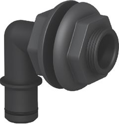 Picture of Flow Rite MA007QLB Flow-Rite MA007QLB Qwik-Lok Thru-Hull Fitting, 3/4", Black, Elbow Double Nut