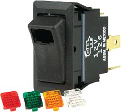 Picture of BEP Marine 1001716 BEP 1001716 Rocker Switch, Off-On, SPST, 1/4" Blade Terminals, Illuminated w/4 Interchangeable Colors