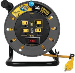 Picture of Camco 55291 Power Grip 50ft Extension Cord Reel with USB Charging Ports