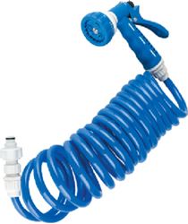 Picture of Dura Faucet DFSA187WT RV Exterior Quick Connect Spray Hose 15ft Coiled White Blue