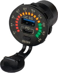 Picture of Sea-Dog Line 4265191 Seadog 4265191 Rainbow Volt Meter w/USB 3.0 & USB-C Power Socket