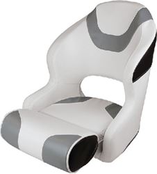 Picture of Wise Seating 33151782 Baja Series Bucket Seat with Flip-Up Bolster White Grey Black