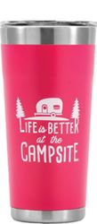 Picture of Camco 53061 Life Is Better At The Campsite Tumbler, Painted Coral Pink, 20oz