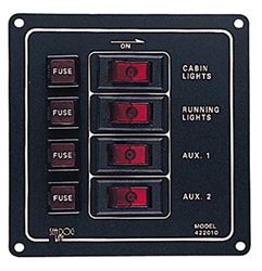 Picture of Sea-Dog Line 422010-1 4-Switch Illuminated Vertical Panel 12V DC