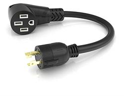 Picture of Furrion FP52GEN4SB Rv Pigtail Adapter 50 Amp Connector To 30 Amp 4-Prong Plug (black) With Pullsmart Technology -