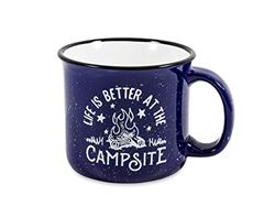 Picture of Camco 53387 Ceramic Coffee Mug 14 oz Blue Campfire Design