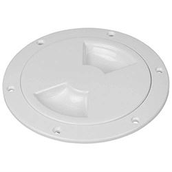 Picture of Sea-Dog Line 336380-1 SeaDog Quarter-Turn Deck Plate with Internal Collar | #8 Fastener | White Finish