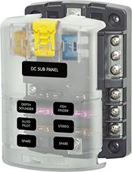 Picture of Blue Sea Systems 5025BSS ST Blade Fuse Block 6 Circuit with Negative Bus and Cover