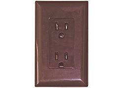 Picture of Valterra DG15BRVP 15 Amp Self-Contained Duplex Receptacle with Cover - Brown