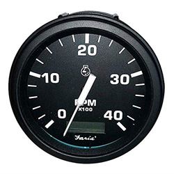 Picture of Faria Instruments 32834 Euro Black 4" Tachometer with Hourmeter 4000 RPM Diesel