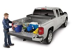 Picture of TrailFX TFX3316 Soft Tri-Fold Tonneau Cover Black Vinyl Aluminum Rails