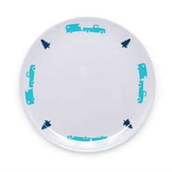 Picture of Camco 53226  Melamine Dishware, Blue Tree & Truck Pattern, 7-3/4" Salad Plate