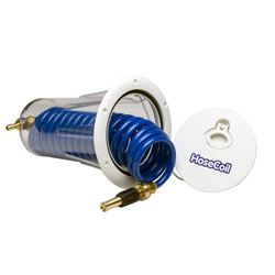 Picture of Hose Coil HC15F Flush Mount Marine Washdown Enclosure with 15' Coil Hose and Brass Nozzle