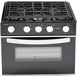 Picture of Suburban Mfg 3621A 17" 3-Burner Range with Piezo Ignition Black/Silver