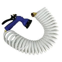 Picture of Whitecap Industries P-0441 25' White Coiled Hose with Adjustable Nozzle