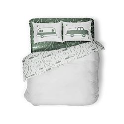 Picture of Camco 53476 RV Bed Sheet Set Short Queen Green Map Print
