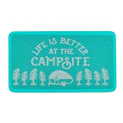 Picture of Camco 53199 Life is Better at the Campsite Scrub Rug - Teal/White 26.5" x 15"