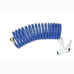 Picture of T-H Marine WDH-15B-B-DP 15' Coiled Washdown Hose with Pistol Grip Nozzle Blue