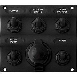 Picture of Sea-Dog Line 4246051 Sea Dog Five Toggle Switch Panel With Power Socket