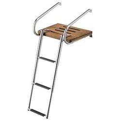 Picture of Whitecap Industries 68906 Teak Swim Platform W/3-Step Telescoping Ladder F/boats W/inboard/outboard Motors