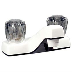 Picture of Valterra PF212203 RV Lavatory Faucet 4-Inch White Plastic with Smoked Acrylic Handles