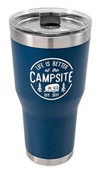 Picture of Camco 53324 Life Is Better At The Campsite Tumbler, 30 Oz., Navy Offers Superior Heat And Ice Retention Capabilities Features A "life Is Better At The Campsite" Logo