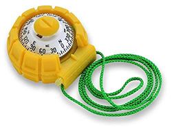 Picture of Ritchie Navigation X-11-Y Sportabout Compass, Mfg# , Yellow Handheld Case With Lanyard, 2" White Direct Reading Dial. 2.6" Diameter, 1.4" High.