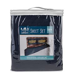 Picture of Camco 53119 RV Bed Sheet Set Short Queen Red Plaid Navy