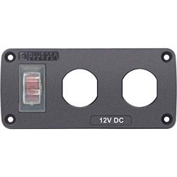 Picture of Blue Sea Systems 4364 Water-Resistant Accessory Panel, 15A Circuit Breaker, 2x Blank Apertures