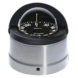 Picture of Ritchie Navigation DNP-200 Navigator Compass, Mfg# , Stainless Binnacle Mount, Black Housing, 4.5" Top Reading Black Dial, Moveable Sun Shield, Green Illumination, Compensators, 6.5" Diameter, 6.1" High, 5 Year Warranty.