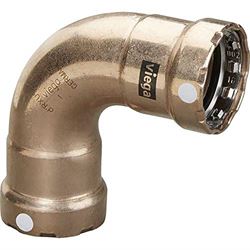 Picture of Viega 88005 Megapress 3/4" 90° Copper Nickel Elbow Double Press Connection Smart Connect Technology