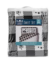Picture of Camco 53474 Life Is Better At The Campsite Bed Sheet Set | For Rv Kingsized Beds | Features An Rv Camping Theme On A Buffalo Plaid Pattern